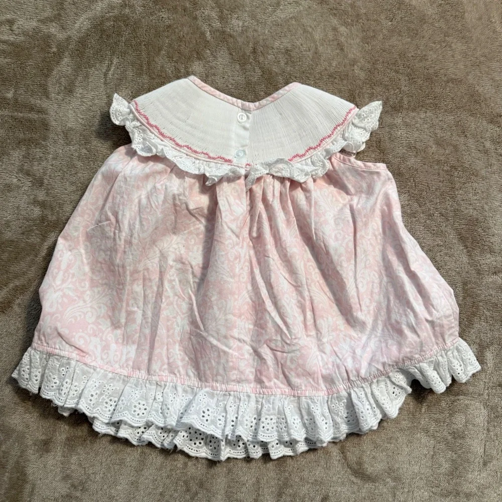 Banana Split Pink Smocked Bunny Easter Top and Bloomers Set 24M SM